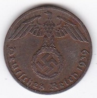 1 Reichspfennig 1939 F STUTGART. Bronze-aluminium, KM# 89 - 1 Reichspfennig