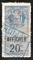 TIMBRES FISCAUX DE MONACO AFFICHES  N°4  210 C Bleu  Oblitéré - Revenue
