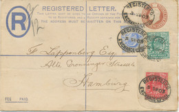 GB „REGISTERED / EXCHANGE-L‘POOL“ (smaller Type) Registered Oval Postmark On Superb EVII 3d Registered Postal Stationery - Covers & Documents