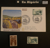 AJ8 ALGERIE ENS.   BELLE CARTE+TP  1957  POSTE FERROVIAIRE  CACHETS SPECIAUX ++++AFFRANCH. PLAISANT - Sonstige & Ohne Zuordnung