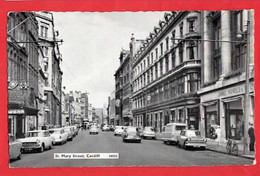 UK WALES GLAMORGAN CARDIFF  ST MARY ST   + 1960'S CARS   RED CROSS CENTENARY SLOGAN - Glamorgan