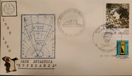 P) 1990 ARGENTINA, COVER, MAP ANTARCTICA BASE ESPERANZA, INVESTIGATIONS PETREL PAINTED-SIMPLE LETTER STAMP, XF - Autres & Non Classés