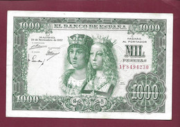 091221 - Billet ESPAGNE 29 Noviembre 1957 1000 Pesetas Reyes Catolicos - 1000 Pesetas