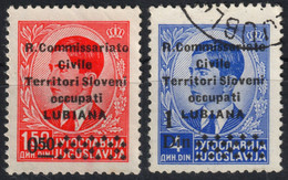 LUBIANA 1941 Ljubljana Slovenia Italy Yugoslavia Commissariato Civile WW2 Occupation OVERPRINT Sassone 39-40 King Peter - Lubiana