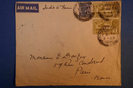A86 INDE BELLE LETTRE 1933 BOMBAY POUR PARIS R CONDORCET + PAIRE DE TIMBRES + OBLITERATION INTERESSANTE - 1911-35 King George V