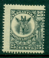 Tanganyika 1922-25 Pictorial Giraffe 25c MLH - Tanganyika (...-1932)