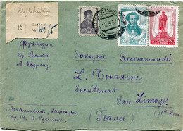 RUSSIE LETTRE RECOMMANDEE DEPART TASKENT 12-3-37 POUR LA FRANCE - Lettres & Documents