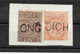 INDE ANGLAISE 1891/1893  / TELEGRAPH Oblitérés LOT De 2 Timbres YT N° 22 & N° 24 Sur Fragment Charnières - Other & Unclassified