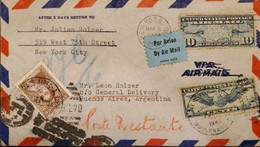 P) 1941 UNITED STATES, SHIPPER FROM NEW YORK TO BUENOS AIRES, MIX FRAKING, AIRMAIL-TRANS ATLANTIC-RIVADAVIA STAMPS, XF - Sonstige & Ohne Zuordnung