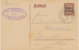 BAYERN ORTSSTEMPEL LAUTERECKEN K1 1920 Auf 15 Pf Freistaat Bayern Überdruck-GA - Postal  Stationery