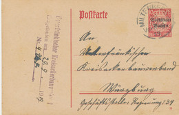 BAYERN ORTSSTEMPEL MILTENBERG K1 1919 Auf 10 Pf Wappen GA Mit Überdruck Volksstaat Bayern - Postal  Stationery