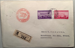 1936 Zeppelin 2Fr ABART Mi 150 I PLATTENFEHLER Brief TRIESENBERG>Wasselonne Bas-Rhin(Liechtenstein Lettre Cover - Lettres & Documents
