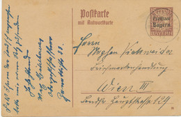 BAYERN ORTSSTEMPEL MUENCHEN B.P.A. K2 1919 Auf 15 Pf Wappen GA-Antwortteil Mit Überdruck Freistaat Bayern, Als Auslandsk - Postal  Stationery