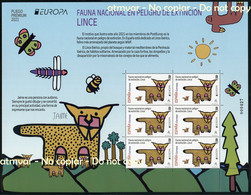 ESPAÑA SPAIN (2021) EUROPA - Lince Ibérico (Lynx Pardinus) Endangered Fauna En Peligro Sheet MNH - Autism - Blocks & Sheetlets & Panes