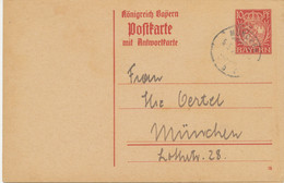 BAYERN ORTSSTEMPEL MÜNCHEN 5 K2 1920 Auf 10 Pf Wappen GA-Doppelkarte, Selten - Postal  Stationery