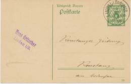 BAYERN ORTSSTEMPEL LINDAU I. Bodensse K1 1910 5 Pf Rauten GA, Extrem Seltenen STEMPELFEHLER „Bodensse“ Statt „Bodensee" - Postal  Stationery