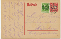 BAYERN ORTSSTEMPEL TRAUNSTEIN 2 K2 1919 10 Pf Wappen GA Mit Überdruck Freistaat Bayern Sowie Ludwig 5 Pg Mit Volksstaat - Postal  Stationery
