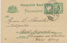 BAYERN ORTSSTEMPEL MUENCHEN V. K1 (MÜNCHEN) 1902 5 Pf Rauten GA M 5 Pf Wappen Als Zusatzfrankatur Nach CHAMPEX (Walis) - Postal  Stationery