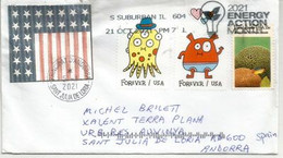 MESSAGES MONSTERS STAMPS / Forever Stamps 2021. Letter USA Sent To Andorra - Cartas & Documentos