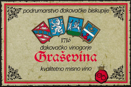 Old Wine Vino Etiquette Label Graševina ( Riesling ) Djakovo Croatia Wine Cellar - Riesling
