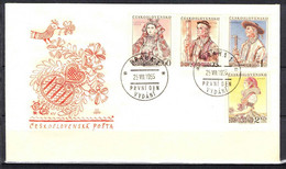 Tchécoslovaquie 1955 Mi 921-4 (Yv 816-9), Mi 924 (Yv 819) Type II Sur Envelope Premier Jour, FDC - Plaatfouten En Curiosa