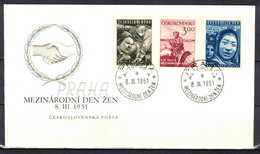 Tchécoslovaquie 1951 Mi 650-2 (Yv 563-5), Mi 652 (Yv 565) Varieté-position 1/1 Sur Envelope Premier Jour, FDC - Plaatfouten En Curiosa