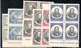 549.GREECE.1927 NAVARINO NAVAL BATTLE.SC.338-343,HELLAS 485-490,MNH BLOCKS OF 4,7 SCANS - Neufs