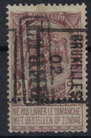 RIJKSWAPEN Nr. 55 Voorafgestempeld Nr. 449 B  BRUXELLES 02 DUBBELDRUK + REBUT ; Staat Zie Scan ! LOT 247 - Roulettes 1894-99