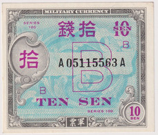 JAPAN , MILITARY PAYMENT, 10 SEN , SERIES B ,  1945 - Japon