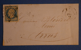 K29 FRANCE BELLE LETTRE RARE 1853 ETOILE DE PARIS POUR ARRAS + AFFRANCHISSEMENT PLAISANT - 1852 Louis-Napoléon