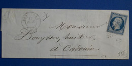 S10 FRANCE BELLE LETTRE 1853 BERGERAC POUR CADOUIN + N 10 + AFFRANCHISSEMENT INTERESSANT - 1852 Louis-Napoléon