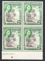 Jamaica 1953 Royal Visit, Mint No Hinge, Imprint Block Of 4, Sc# ,SG 154 - Jamaïque (...-1961)
