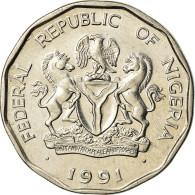 Monnaie, Nigéria, Elizabeth II, 50 Kobo, 1991, TTB, Nickel Plated Steel - Nigeria