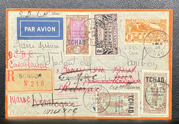 LETTRE RECOMMANDEE DE BONGOR TCHAD 1936 PAR AVION => FRANCE =>MAROC  COVER - Covers & Documents