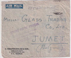 1935 - COURRIER ACCIDENTE AVION FRANCAIS ! - ENVELOPPE De MADRAS (INDE) => JUMET (BELGIQUE) ! VOIR AU DOS - Ramppost