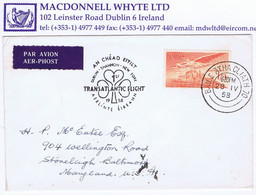 Ireland Airmail 1948-65 Angel Victor 1s3d Used On 1958 First Flight Cover Dublin To New York, Backstamped NEW YORK APR29 - Luftpost