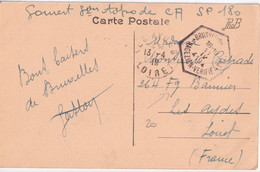 1919 - SOLDATS FRANCAIS En BELGIQUE - CP De SECTION TOPO Du SP 180 à BRUXELLES Avec CACHET CENSURE à DATE ! => LOIRET - Zone Non Occupée