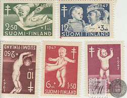 Finlandia 1947  Yvert Tellier  326/30 Campaña Contra La Tuberculosis  ** - Andere & Zonder Classificatie