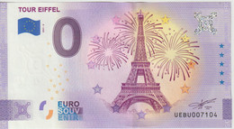 Billet Touristique 0 Euro Souvenir France 75 Tour Eiffel 2021-6 N°UEBU007104 - Private Proofs / Unofficial