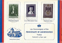 Liechtenstein 1956: 150th.Souvereignty PRINCIPALITY OF LIECHTENSTEIN (Festival 1956) Zu 282+290+292 Mi 338+346+348 - Cartas & Documentos