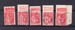 !!! 50C PAIX TYPE II, RECONSTITUTION DE LA BANDE PUB RISBAN OBLITEREE - Used Stamps