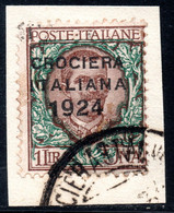 566.ITALY 1924 CROCIERA ITALIANA 1 L. SASSONE 167,SC.174F ON FRAGMENT - Usados