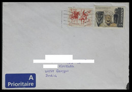 165.DENMARK USED AIRMAIL COVER TO INDIA WITH STAMPS ,EUROPA, HORSE. - Brieven En Documenten