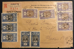 Océanie Lettre Recommandé TAHITI Tarif Des Recouvrements1929 N°21 X4 & 47x4 Oblitéré Du Dateur De Papeete Pour Paris TTB - Storia Postale