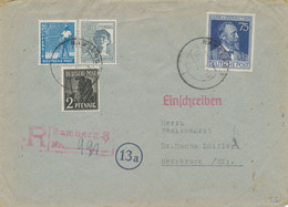 ALLIIERTE BESETZUNG 1948, K2 „BAMBERG 3“ Und Seltene Aushilfs-R-Stempel Auf Kab.-Brief (Fern-R-Brief 2. Gewichtsklasse - Sonstige & Ohne Zuordnung