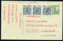 YUGOSLAVIA 1985 Posthorn 8 D. Stationery Card Used With Additional Franking.  Michel  P186 - Postwaardestukken