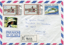 POLYNESIE LETTRE RECOMMANDEE PAR AVION DEPART AFAREAITU 1-11-1984 ILES DU VENT POUR LA POLYNESIE - Briefe U. Dokumente