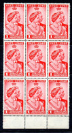 SOMALILAND 1946 KGVI - BLOCCO DI 9 Sc 110 SG 119 MNH** BDF - Somaliland (Protectorate ...-1959)