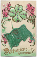 ST PATRICK'S DAY SOUVENIR - Gaufrée Embossed, Or Et Paillettes, Ajoutis Drapeau - Saint-Patrick's Day