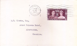 GREAT BRITAIN : USED ON COVER ON FIRST DAY : 13 MAY 1937 : CORONATION : USED FROM ALTRINCHAM, CHESHIRE - Briefe U. Dokumente